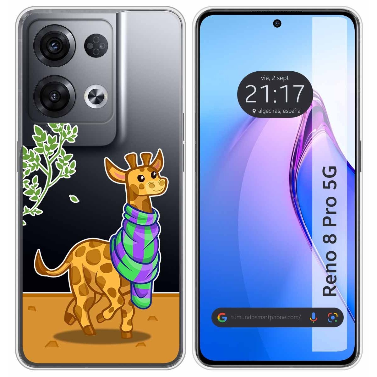 Funda Silicona Transparente para Oppo Reno 8 Pro 5G diseño Jirafa Dibujos