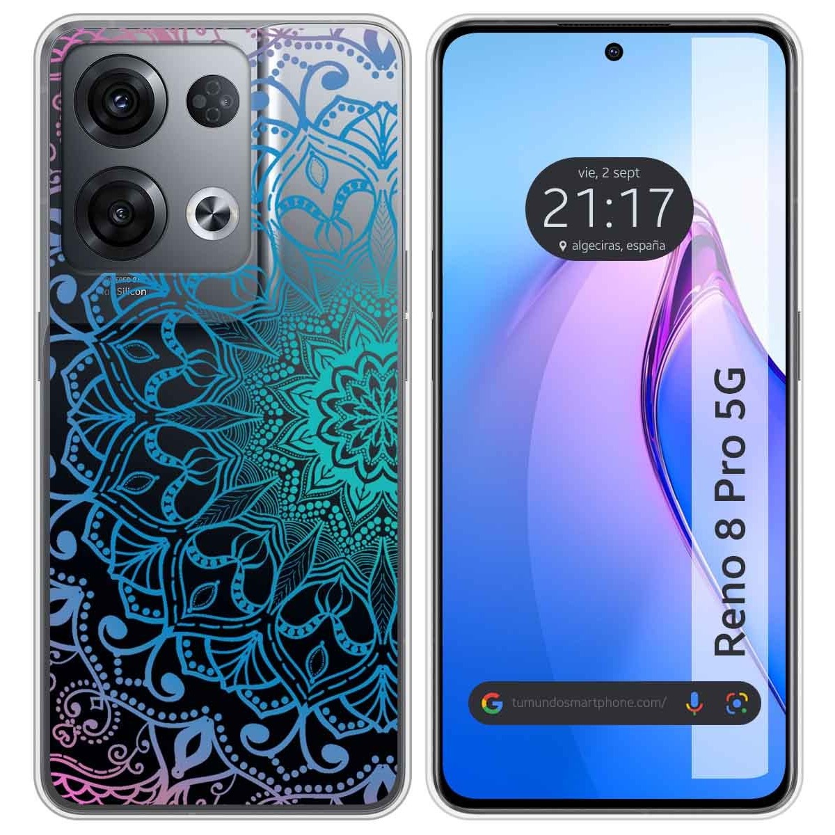 Funda Silicona Transparente para Oppo Reno 8 Pro 5G diseño Mandala Dibujos