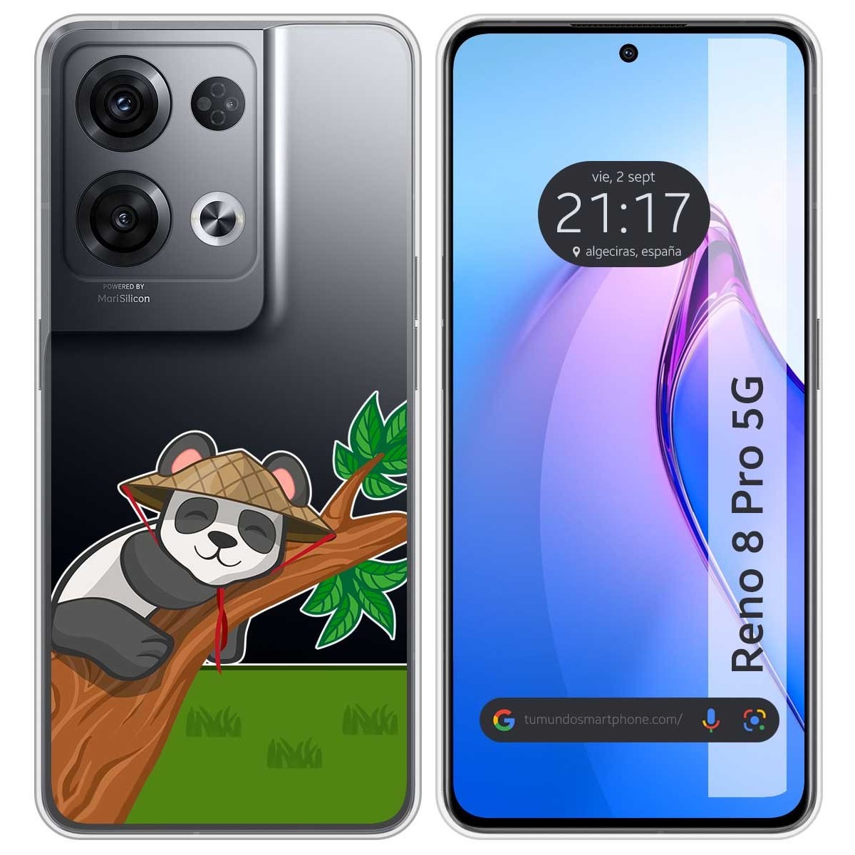 Funda Silicona Transparente para Oppo Reno 8 Pro 5G diseño Panda Dibujos