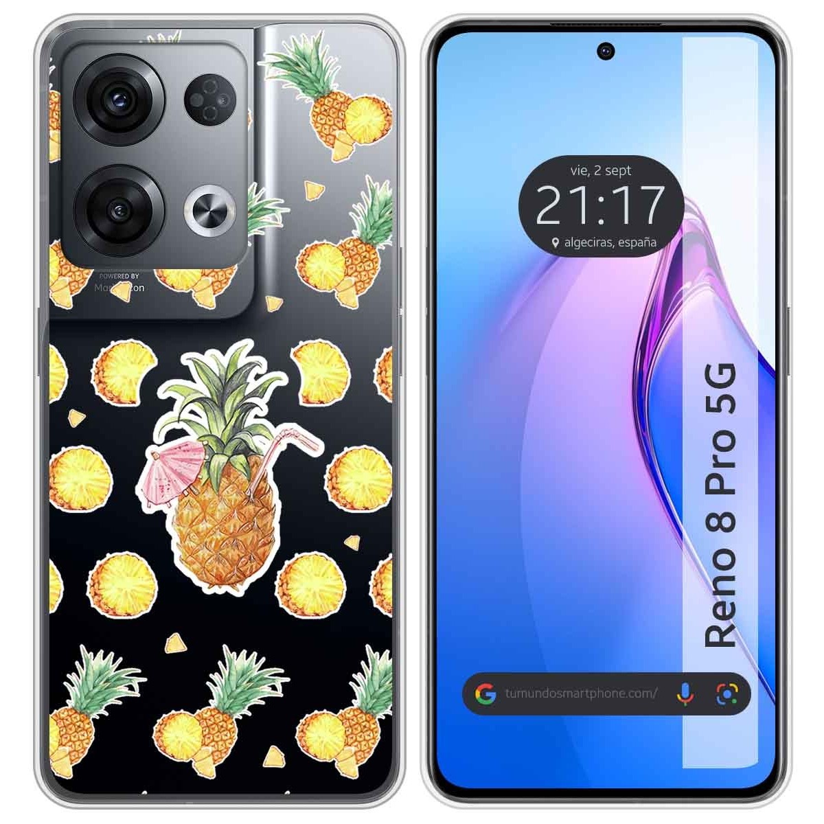 Funda Silicona Transparente para Oppo Reno 8 Pro 5G diseño Piña Dibujos