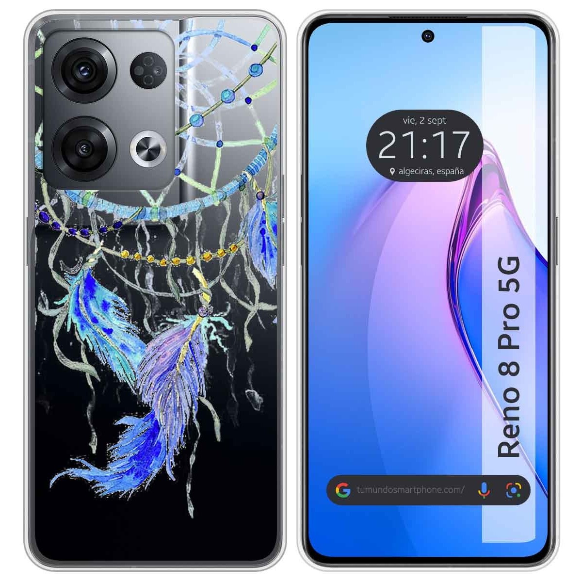 Funda Silicona Transparente para Oppo Reno 8 Pro 5G diseño Plumas Dibujos