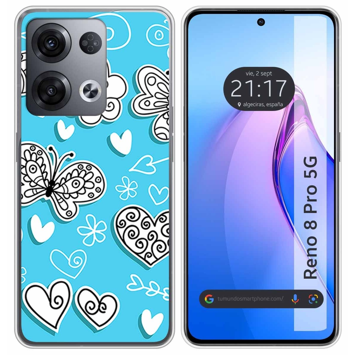 Funda Silicona para Oppo Reno 8 Pro 5G diseño Mariposas Dibujos