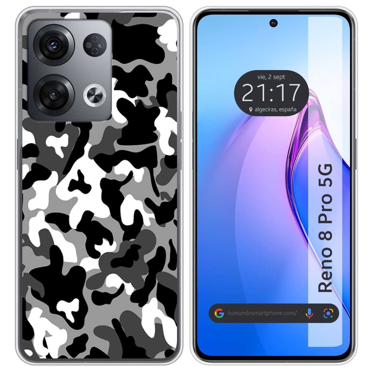 Funda Silicona para Oppo Reno 8 Pro 5G diseño Snow Camuflaje Dibujos