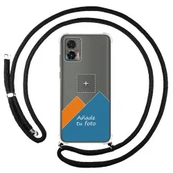 Personaliza tu Funda Colgante Transparente para Motorola Edge 30 Neo 5G con Cordon Negro Dibujo Personalizada