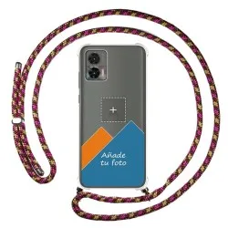 Personaliza tu Funda Colgante Transparente para Motorola Edge 30 Neo 5G con Cordon Rosa / Dorado Dibujo Personalizada