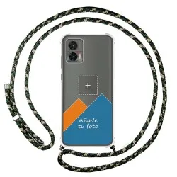 Personaliza tu Funda Colgante Transparente para Motorola Edge 30 Neo 5G con Cordon Verde / Dorado Dibujo Personalizada