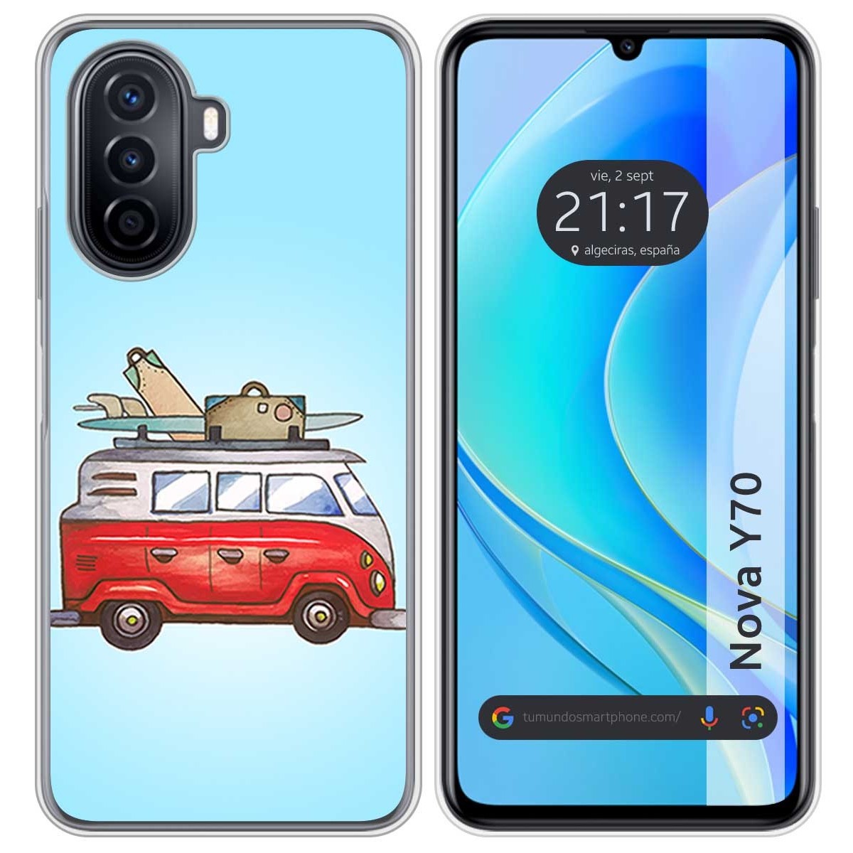 Funda Silicona para Huawei Nova Y70 diseño Furgoneta Dibujos