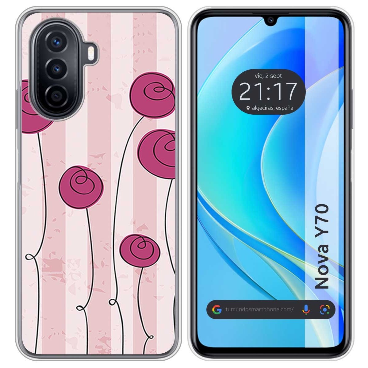 Funda Silicona para Huawei Nova Y70 diseño Flores Vintage Dibujos