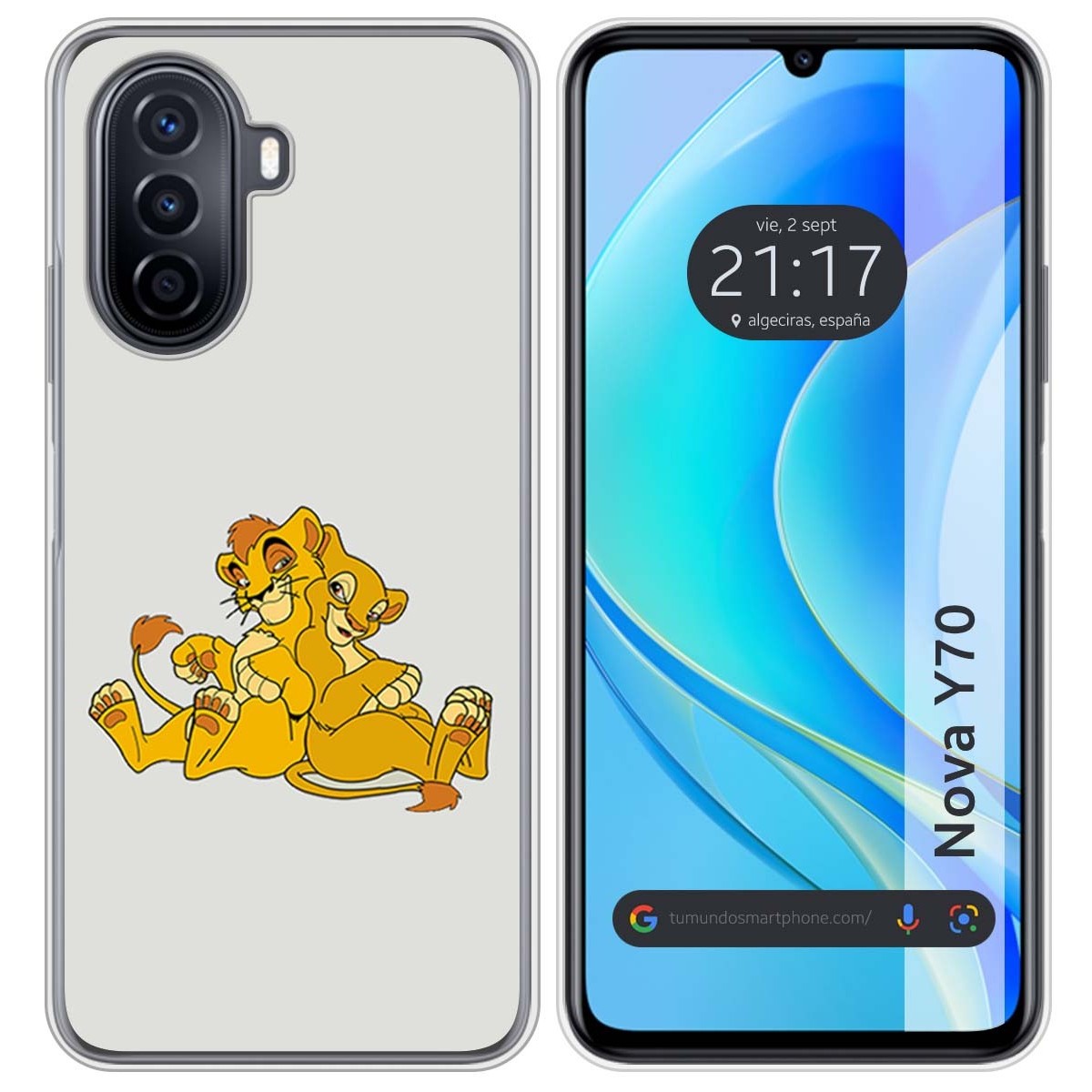 Funda Silicona para Huawei Nova Y70 diseño Leones Dibujos