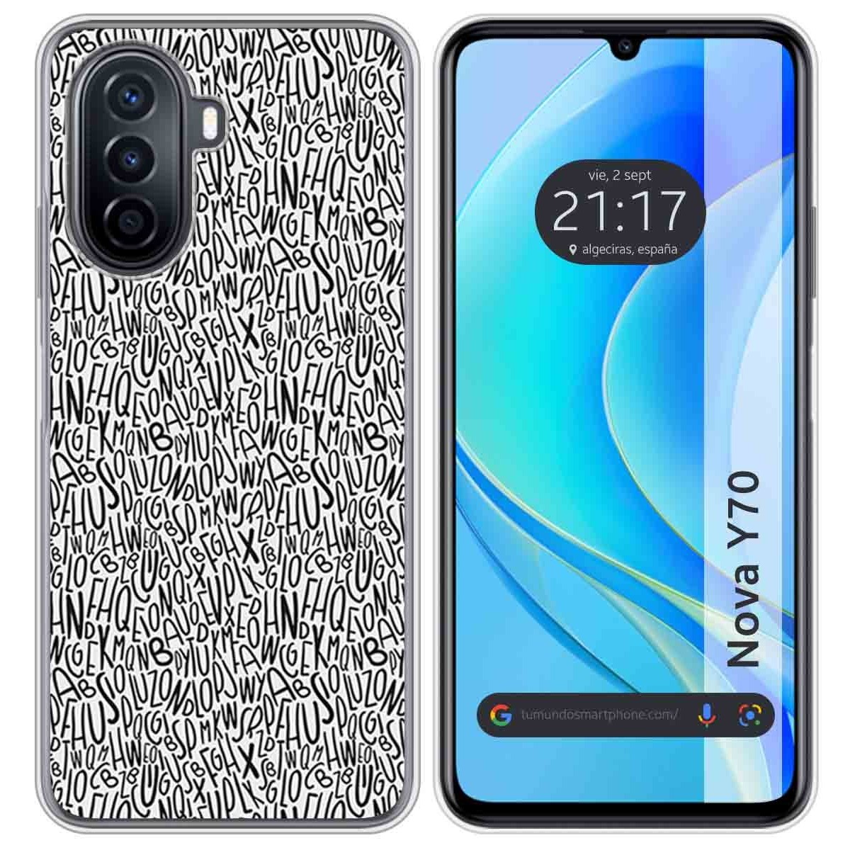 Funda Silicona para Huawei Nova Y70 diseño Letras Dibujos