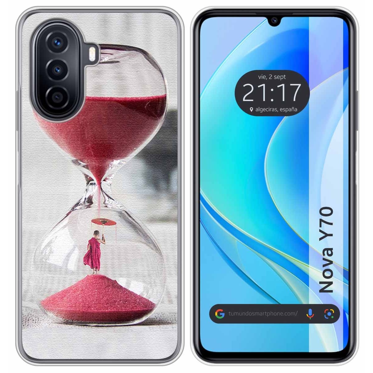 Funda Silicona para Huawei Nova Y70 diseño Reloj Dibujos