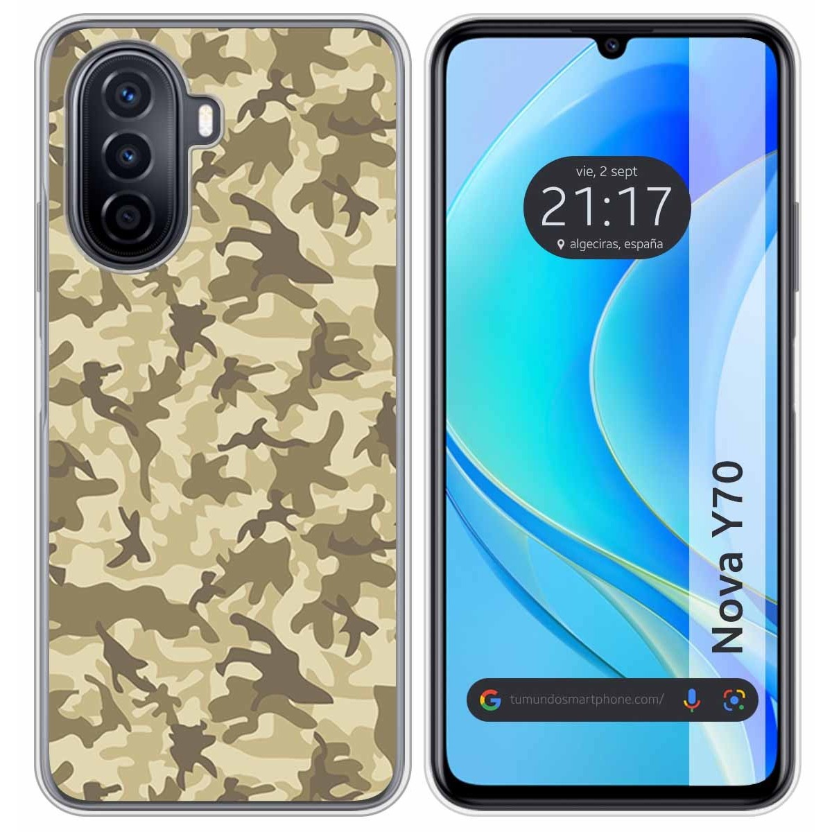 Funda Silicona para Huawei Nova Y70 diseño Sand Camuflaje Dibujos