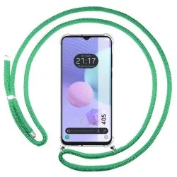 Funda Colgante Transparente para TCL 405 con Cordon Verde Agua