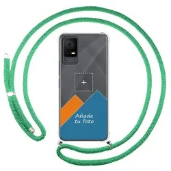 Personaliza tu Funda Colgante Transparente para TCL 405 con Cordon Verde Agua Dibujo Personalizada