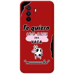 Funda Silicona Líquida Roja para Huawei Nova Y70 diseño Vaca Dibujos