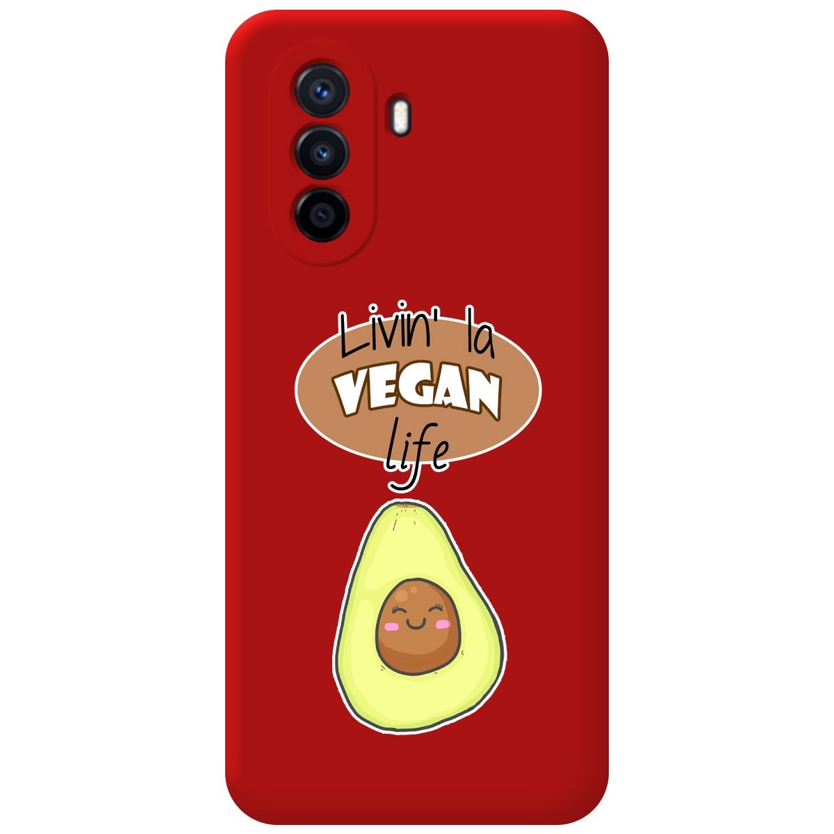 Funda Silicona Líquida Roja para Huawei Nova Y70 diseño Vegan Life Dibujos