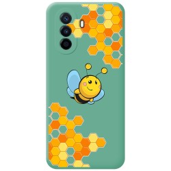 Funda Silicona Líquida Verde para Huawei Nova Y70 diseño Abeja Dibujos