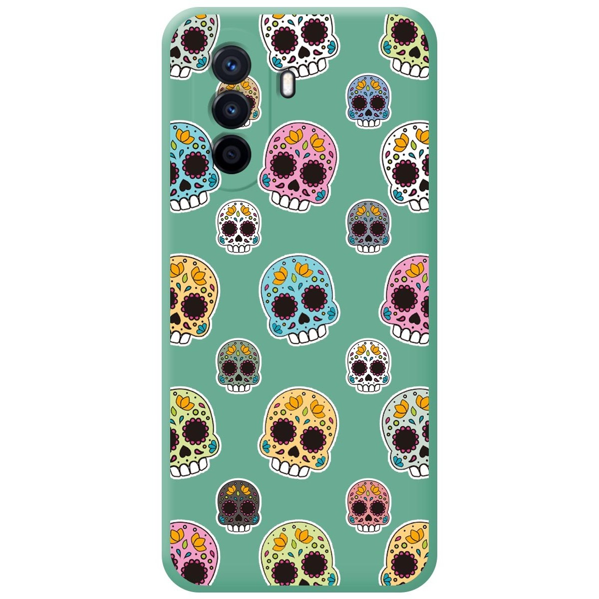 Funda Silicona Líquida Verde para Huawei Nova Y70 diseño Catrina Dibujos