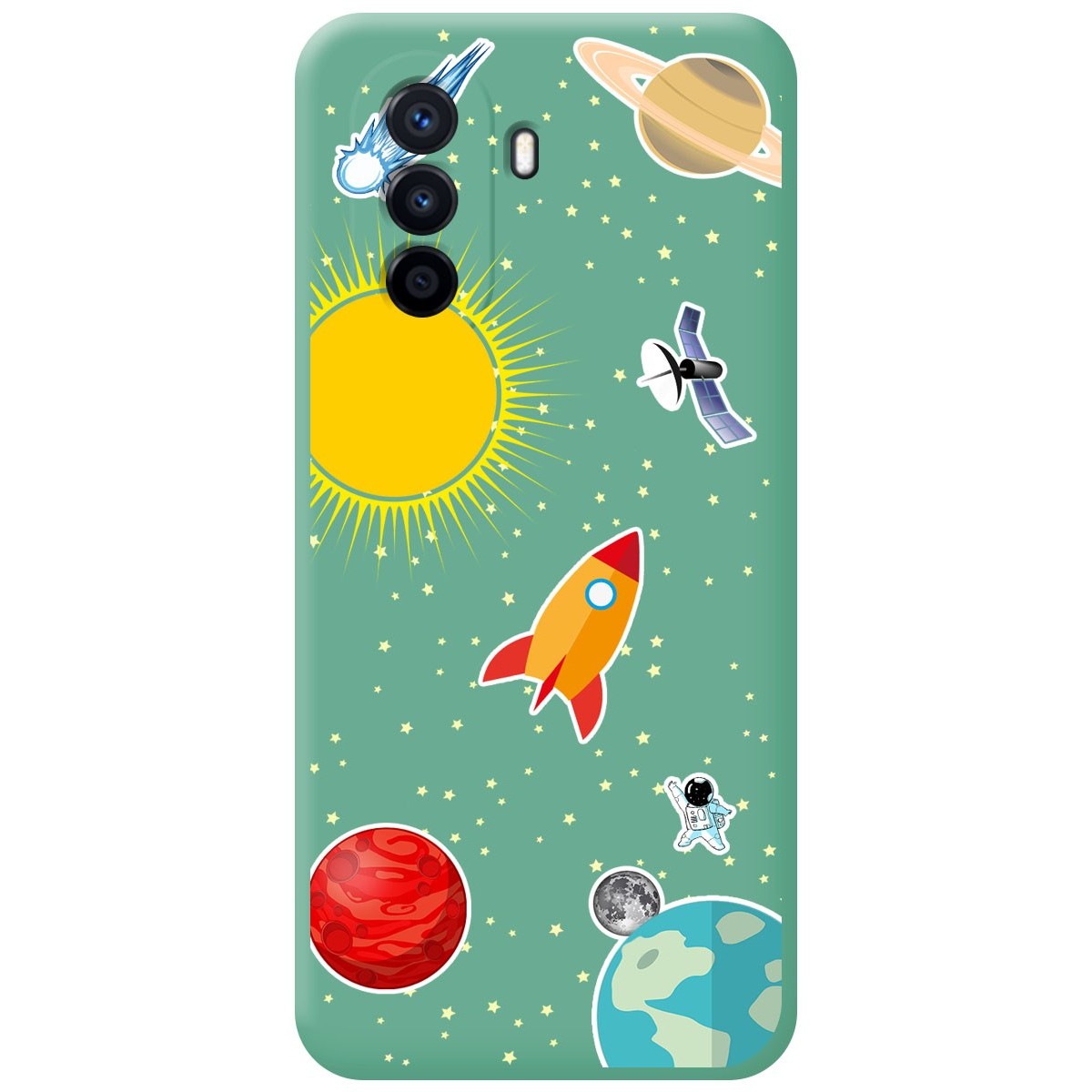 Funda Silicona Líquida Verde para Huawei Nova Y70 diseño Espacio Dibujos