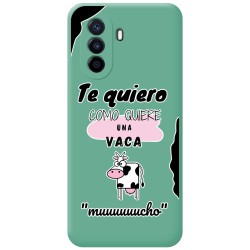 Funda Silicona Líquida Verde para Huawei Nova Y70 diseño Vaca Dibujos