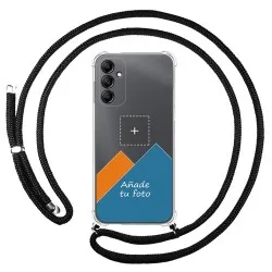 Personaliza tu Funda Colgante Transparente para Samsung Galaxy A14 4G / 5G con Cordon Negro Dibujo Personalizada