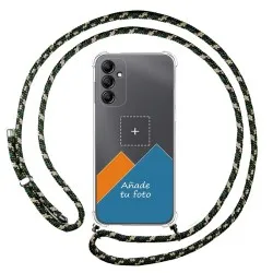 Personaliza tu Funda Colgante Transparente para Samsung Galaxy A14 4G / 5G con Cordon Verde / Dorado Dibujo Personalizada