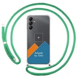 Personaliza tu Funda Colgante Transparente para Samsung Galaxy A14 4G / 5G con Cordon Verde Agua Dibujo Personalizada