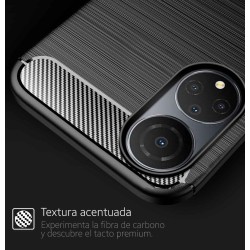Funda adhesiva para smartphone, textura de fibra de carbono - Negro - Spain