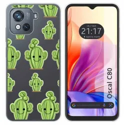 Funda Silicona Transparente para Blackview Oscal C80 diseño Cactus Dibujos