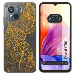 Funda Silicona Transparente para Blackview Oscal C80 diseño Hojas Dibujos