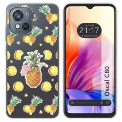 Funda Silicona Transparente para Blackview Oscal C80 diseño Piña Dibujos