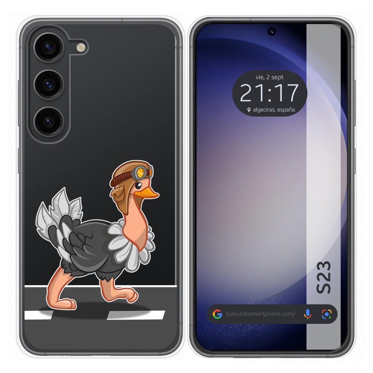 Funda Silicona Transparente para Samsung Galaxy S23 5G diseño Avestruz Dibujos