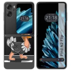 Funda Carcasa Dura Transparente para Oppo Find N2 Flip 5G diseño Avestruz Dibujos