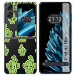 Funda Carcasa Dura Transparente para Oppo Find N2 Flip 5G diseño Cactus Dibujos