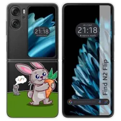 Funda Carcasa Dura Transparente para Oppo Find N2 Flip 5G diseño Conejo Dibujos