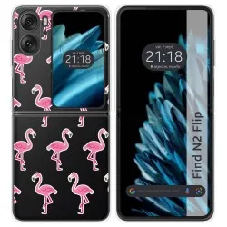 Funda Carcasa Dura Transparente para Oppo Find N2 Flip 5G diseño Flamenco Dibujos