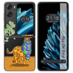 Funda Carcasa Dura Transparente para Oppo Find N2 Flip 5G diseño Jirafa Dibujos