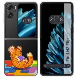 Funda Carcasa Dura Transparente para Oppo Find N2 Flip 5G diseño Leopardo Dibujos