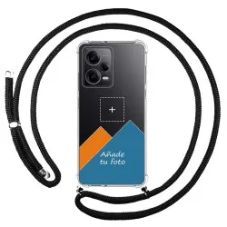 Personaliza tu Funda Colgante Transparente para Xiaomi Redmi Note 12 Pro 5G con Cordon Negro Dibujo Personalizada