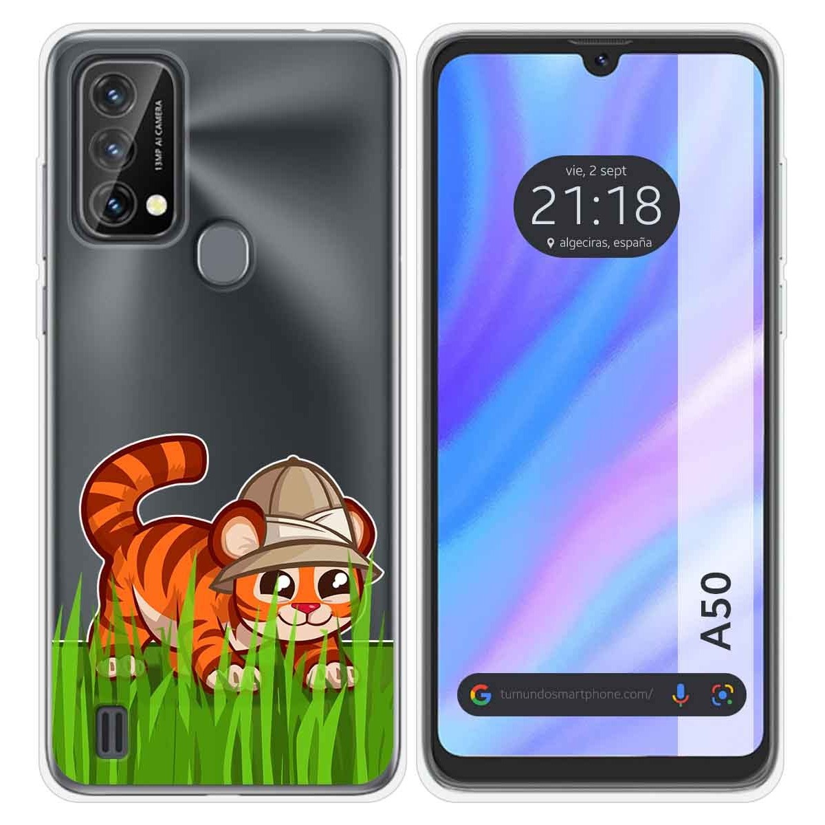 Funda Silicona Transparente para Blackview A50 diseño Tigre Dibujos