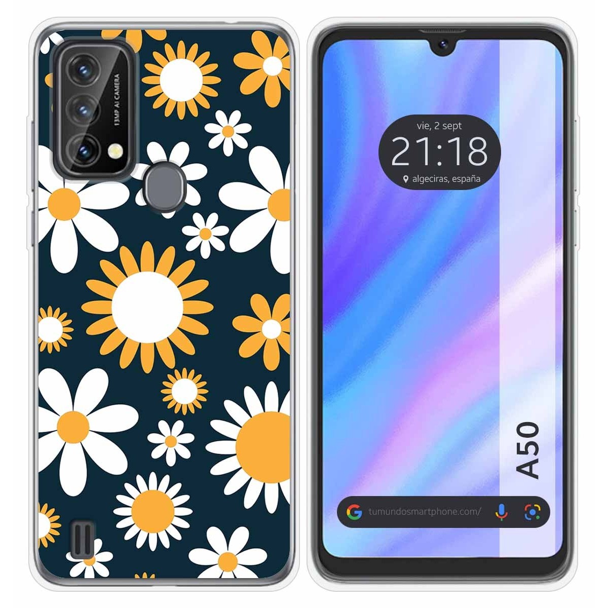 Funda Silicona Transparente para Blackview A50 diseño Flores 08 Dibujos