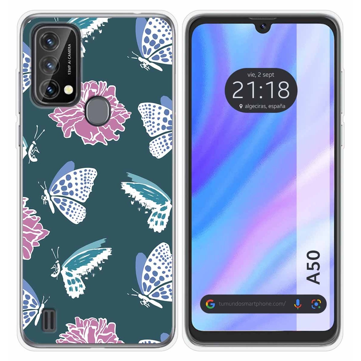 Funda Silicona Transparente para Blackview A50 diseño Flores 10 Dibujos