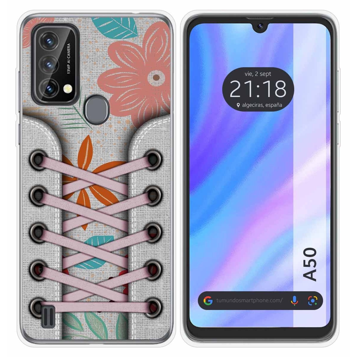 Funda Silicona Transparente para Blackview A50 diseño Zapatillas 09 Dibujos