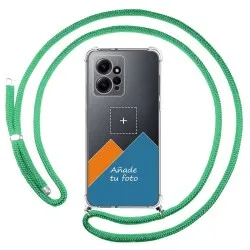 Personaliza tu Funda Colgante Transparente para Xiaomi Redmi Note 12 4G con Cordon Verde Agua Dibujo Personalizada