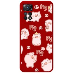 Funda Silicona Líquida Roja compatible con Xiaomi Redmi Note 12 Pro 4G diseño Cerdos Dibujos