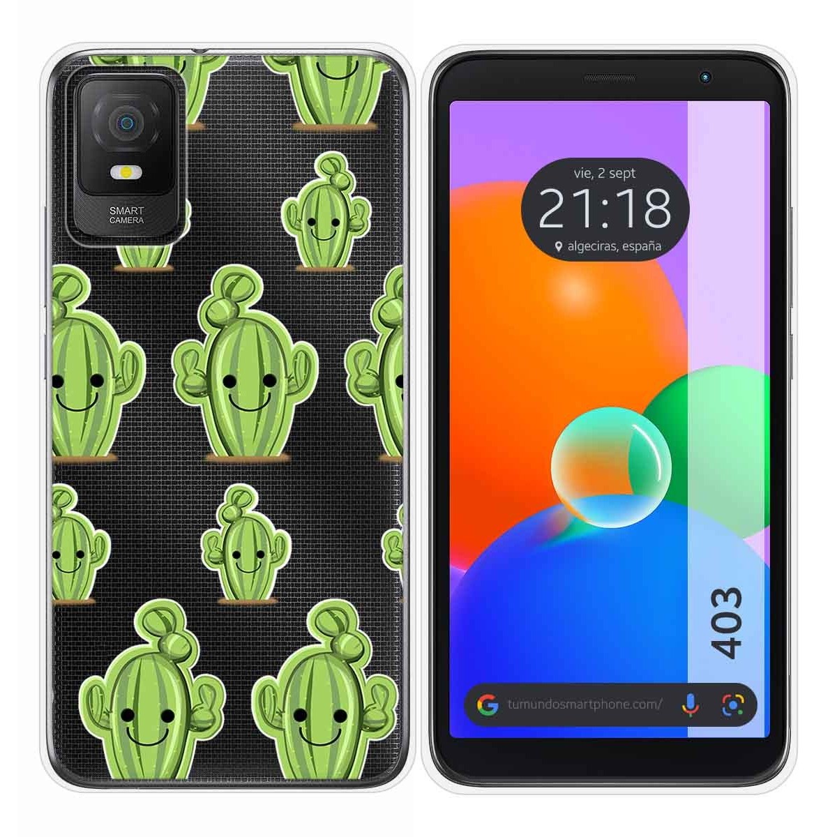 Funda Silicona Transparente para TCL 403 diseño Cactus Dibujos