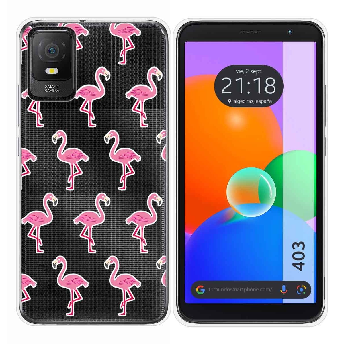 Funda Silicona Transparente para TCL 403 diseño Flamenco Dibujos