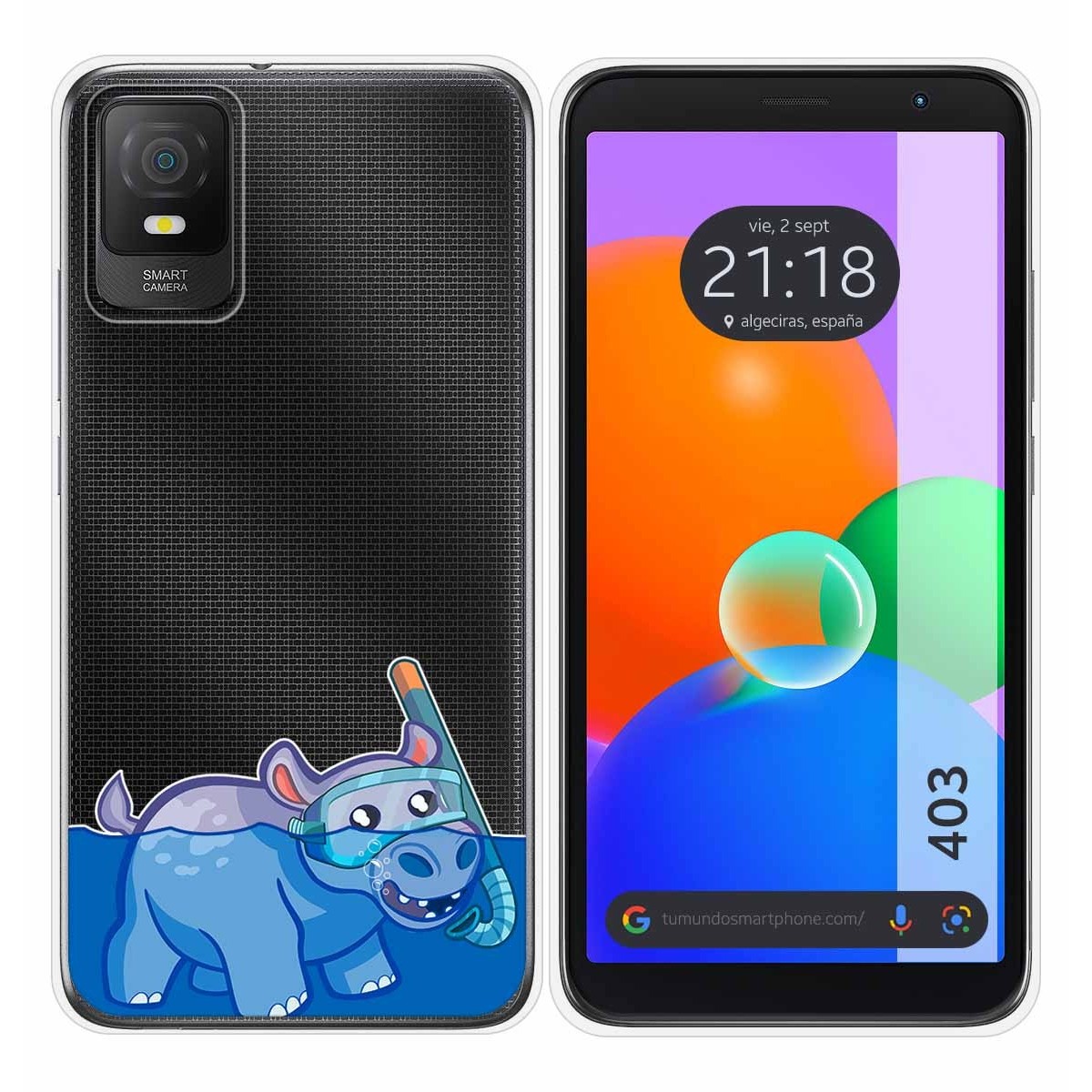 Funda Silicona Transparente para TCL 403 diseño Hipo Dibujos