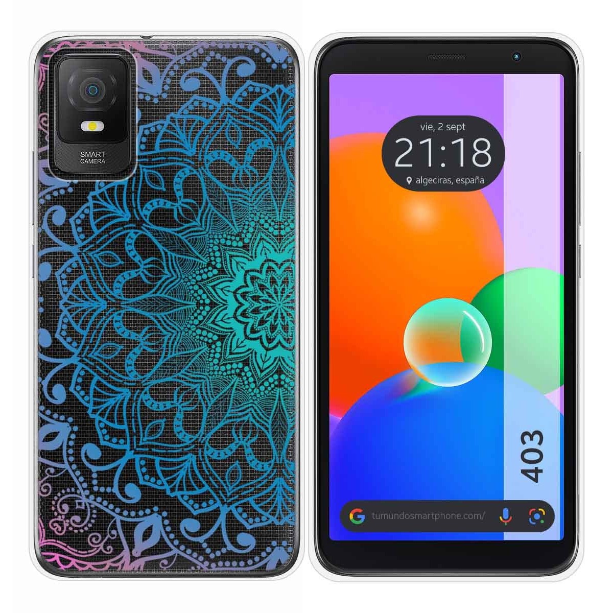 Funda Silicona Transparente para TCL 403 diseño Mandala Dibujos