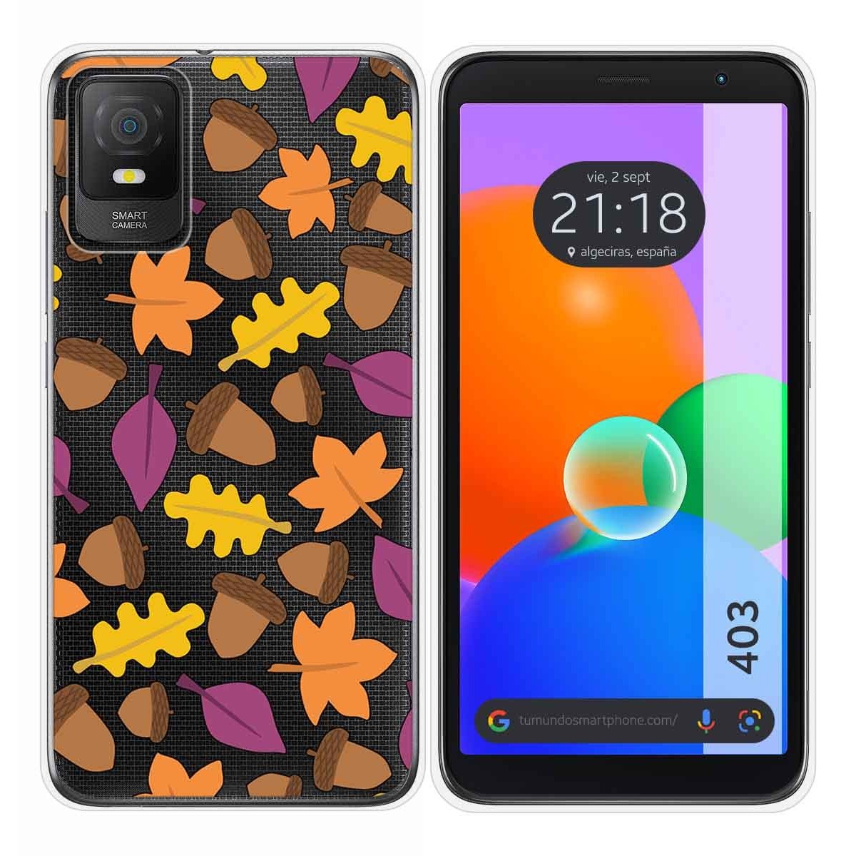 Funda Silicona Transparente para TCL 403 diseño Otoño Dibujos